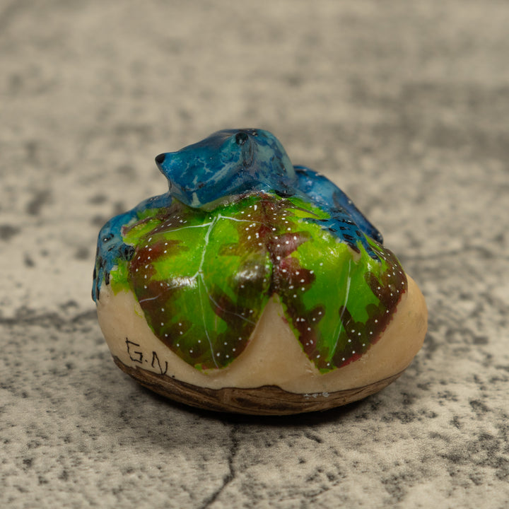 Black And Blue Poison Dart Frog Tagua Carving