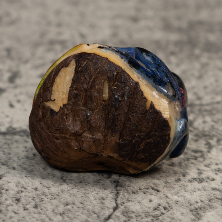 Vintage Black Red And Green Frog Tagua Carving