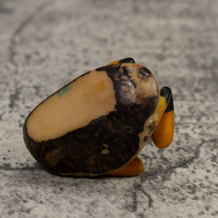 Vintage Gold And Black Frog Tagua Carving