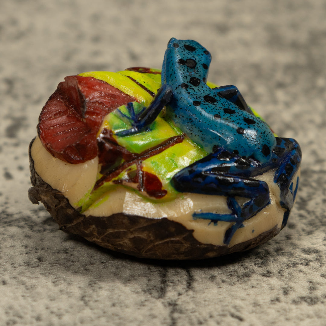 Poison Dart Blue Frog Tagua Carving