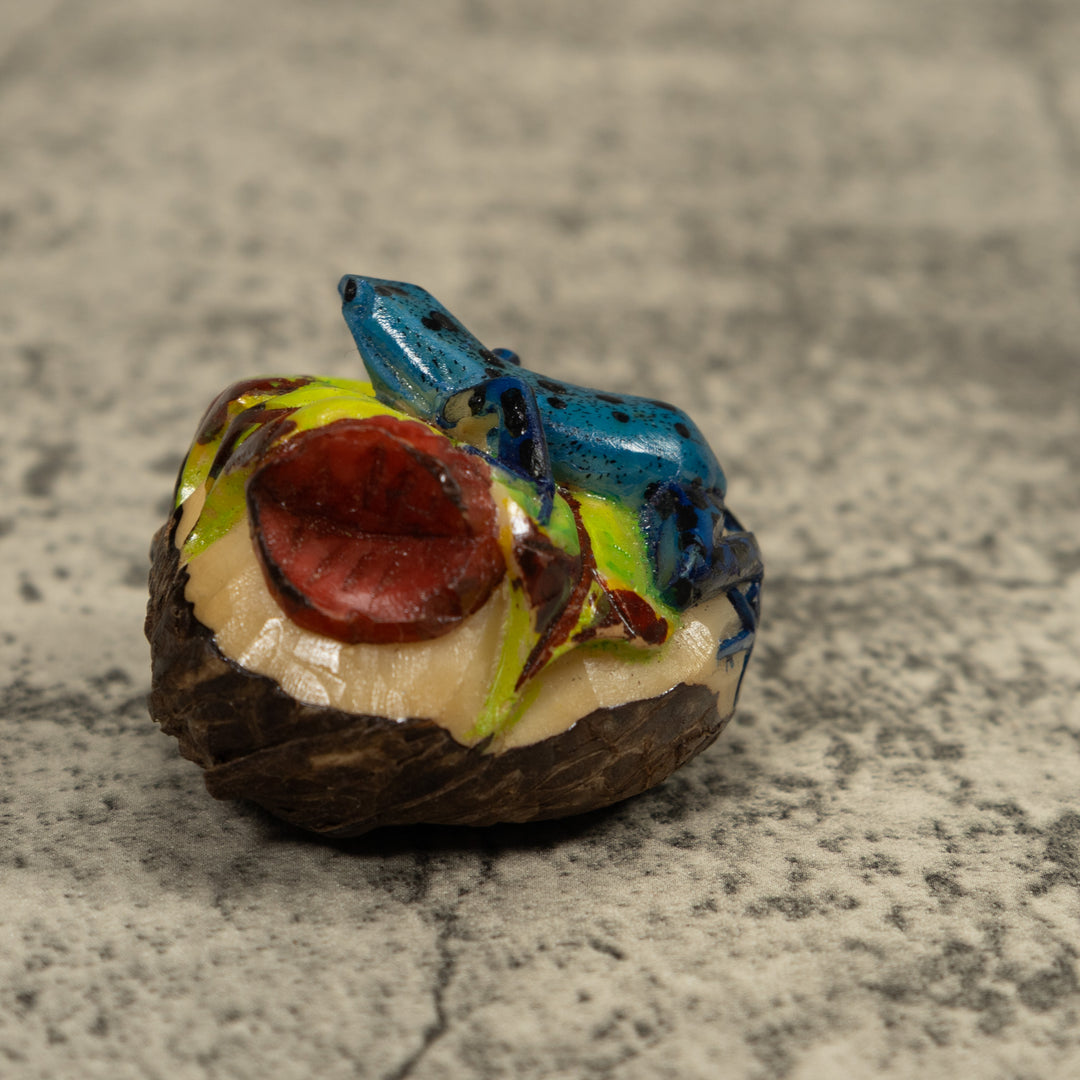 Poison Dart Blue Frog Tagua Carving