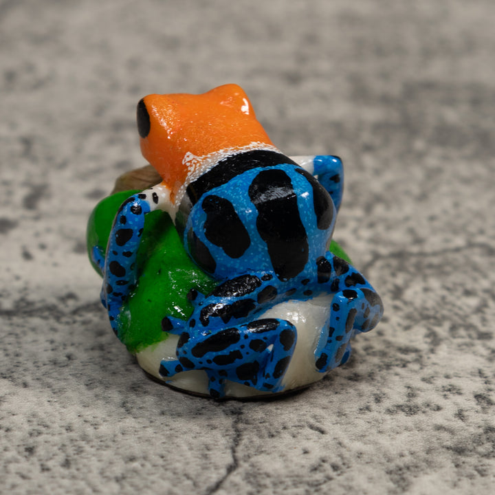 Orange Blue And Black Poison Dart Frog Tagua Carving