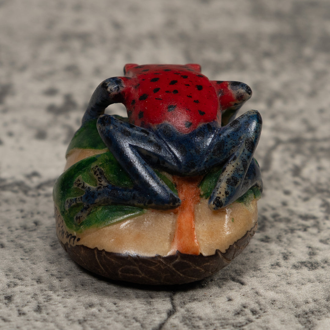 Vintage Red Green And Blue Poison Dart Frog Tagua Carving