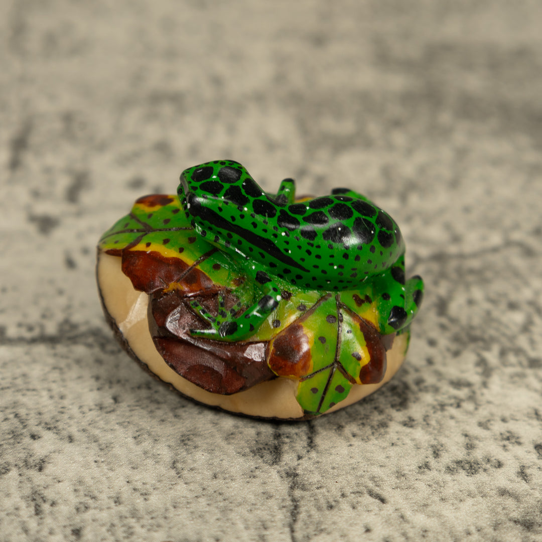 Green And Black Poison Dart Frog Tagua Carving