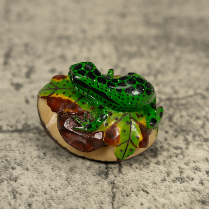 Green And Black Poison Dart Frog Tagua Carving