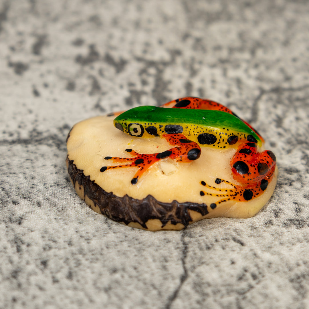 Orange Black And Green Poison Dart Frog Tagua Carving