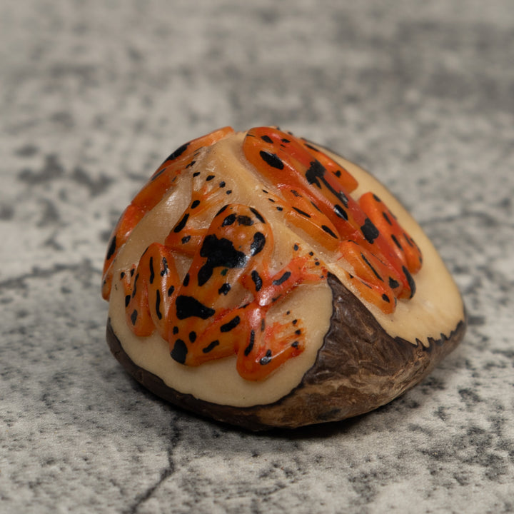 Triple Golden Frog Tagua Carving