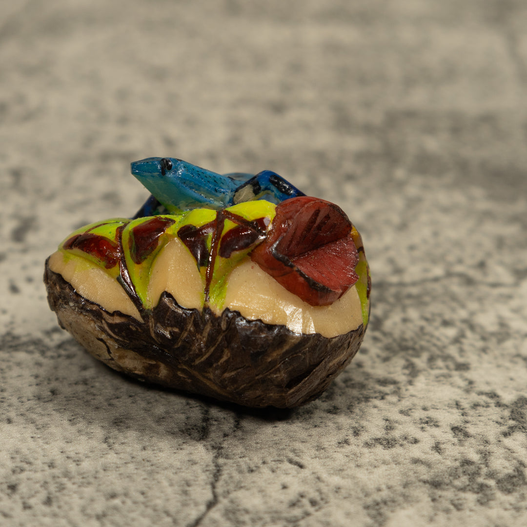 Poison Dart Blue Frog Tagua Carving
