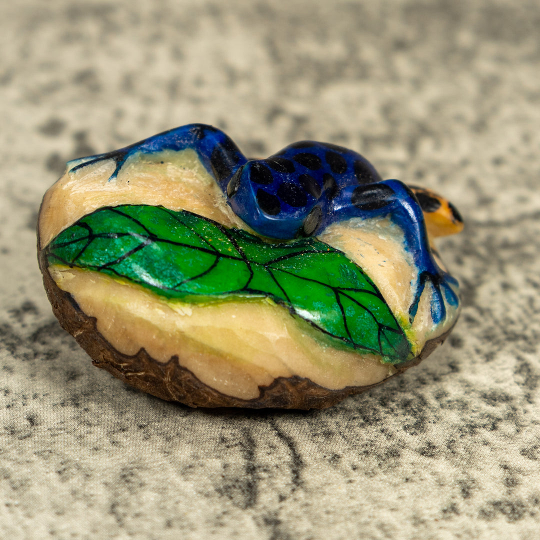 Black Gold And Blue Poison Dart Frog Tagua Carving