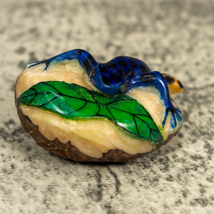 Black Gold And Blue Poison Dart Frog Tagua Carving