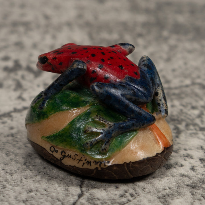 Vintage Red Green And Blue Poison Dart Frog Tagua Carving