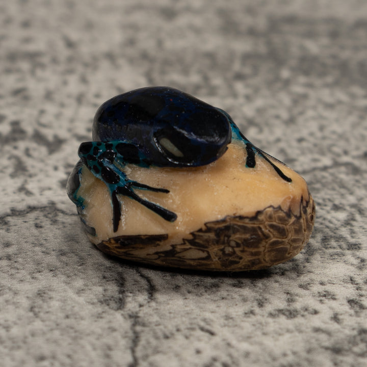 Vintage Black And Green Poison Dart Frog Tagua Carving