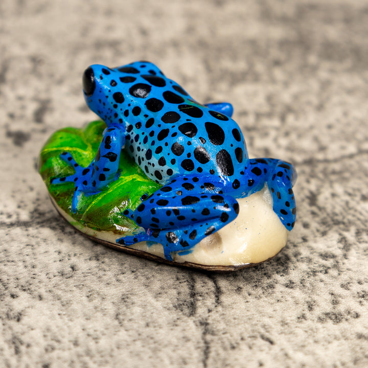 Black And Blue Poison Dart Frog Tagua Carving