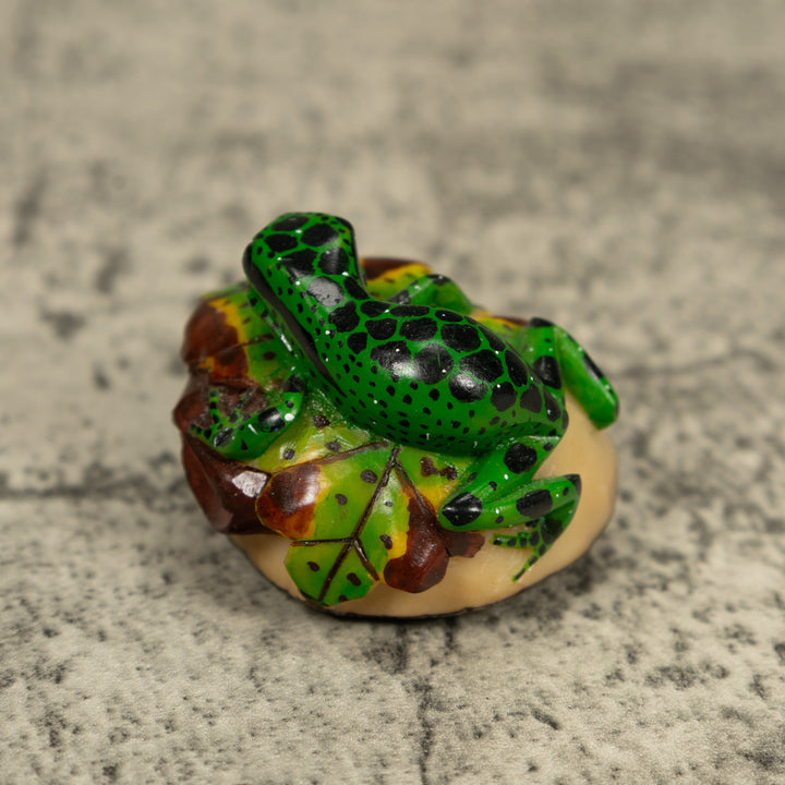 Green And Black Poison Dart Frog Tagua Carving