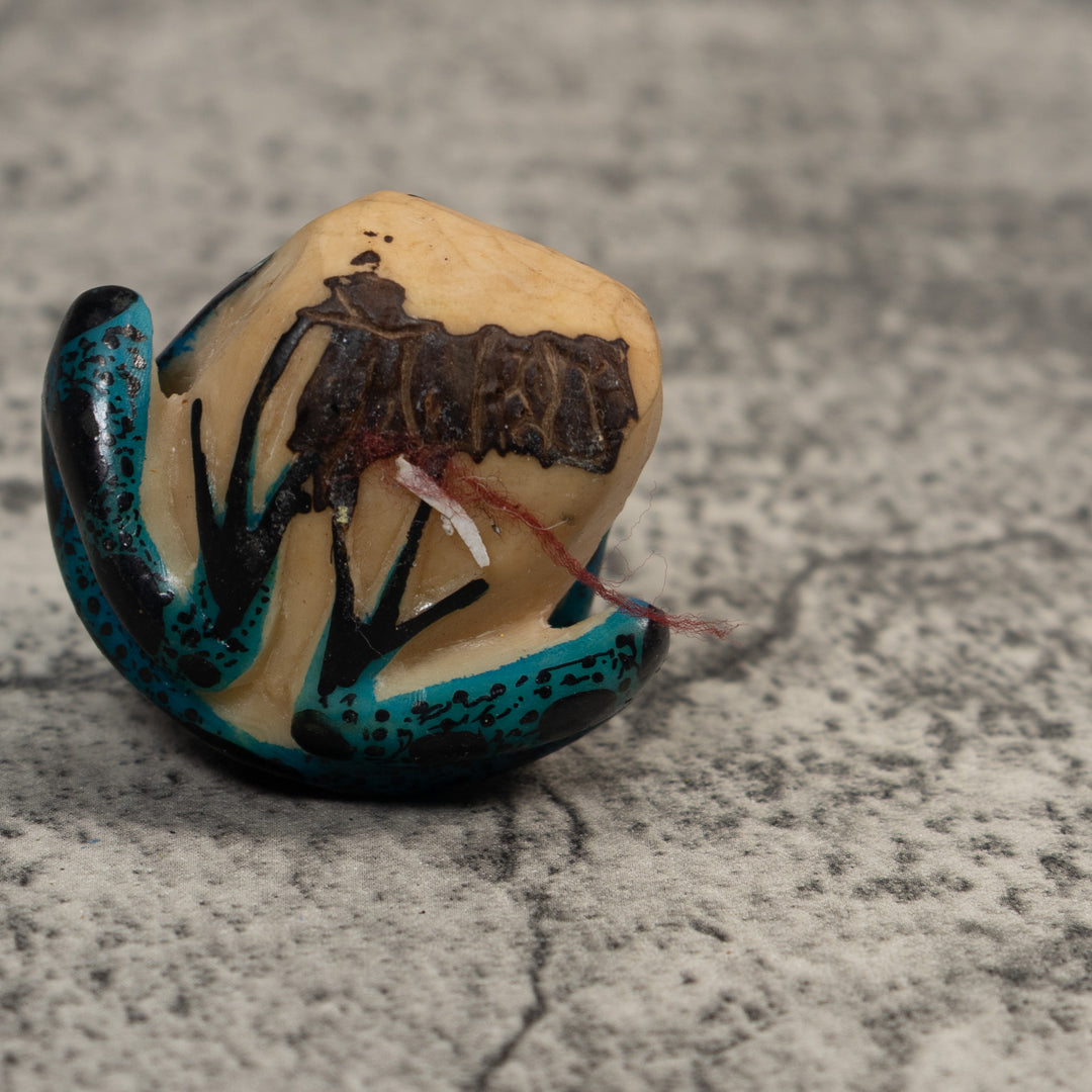 Blue And Black Poison Dart Frog Tagua Carving