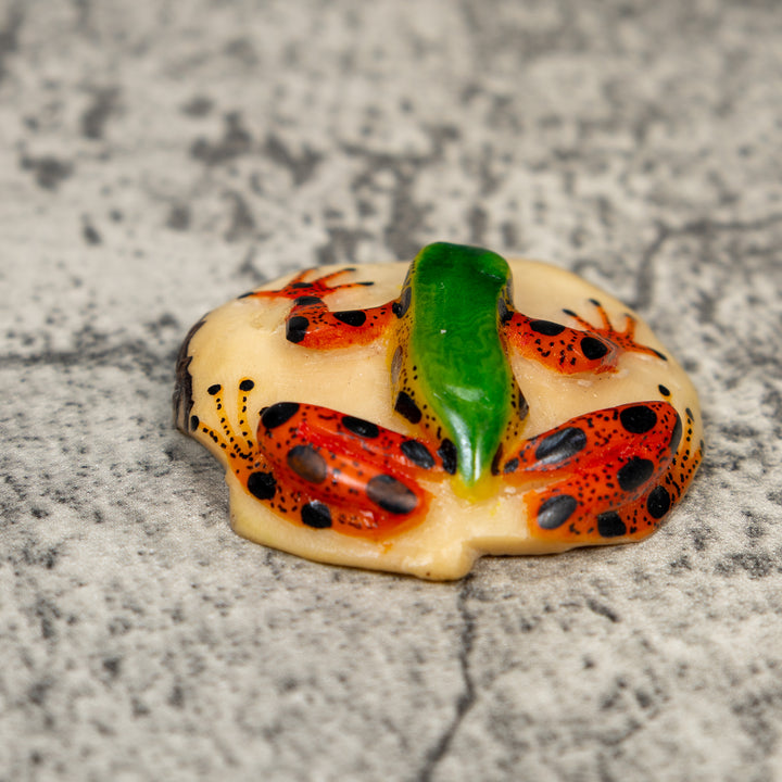Orange Black And Green Poison Dart Frog Tagua Carving