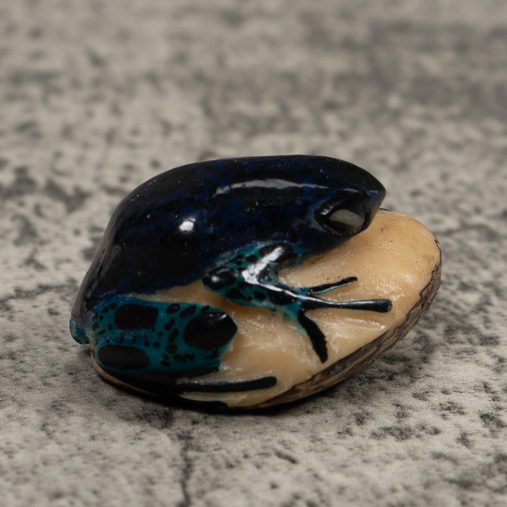 Vintage Black And Green Poison Dart Frog Tagua Carving