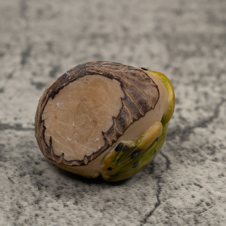 Vintage green spotted Frog Tagua Carving