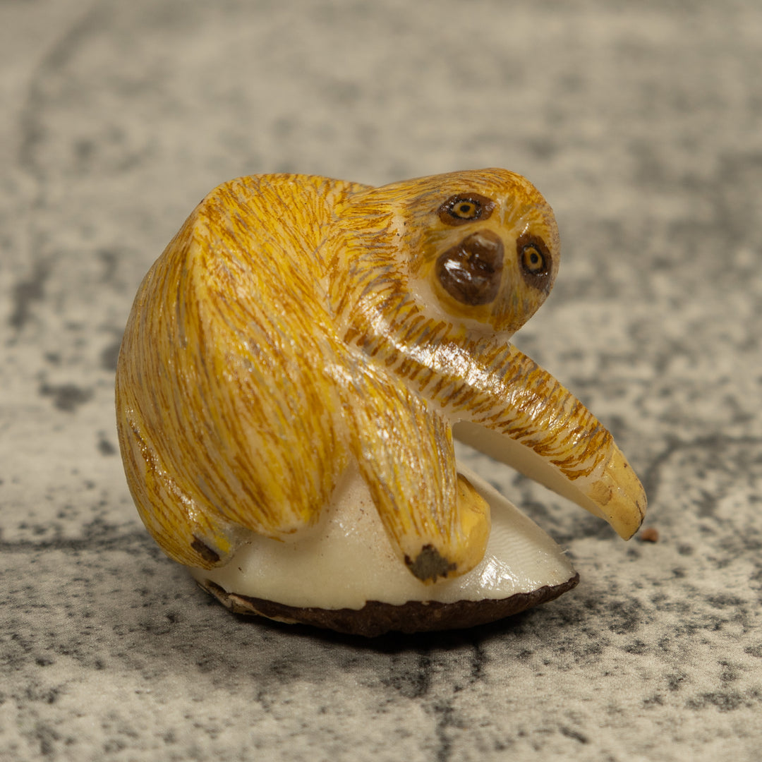Brown Sloth Tagua Carving