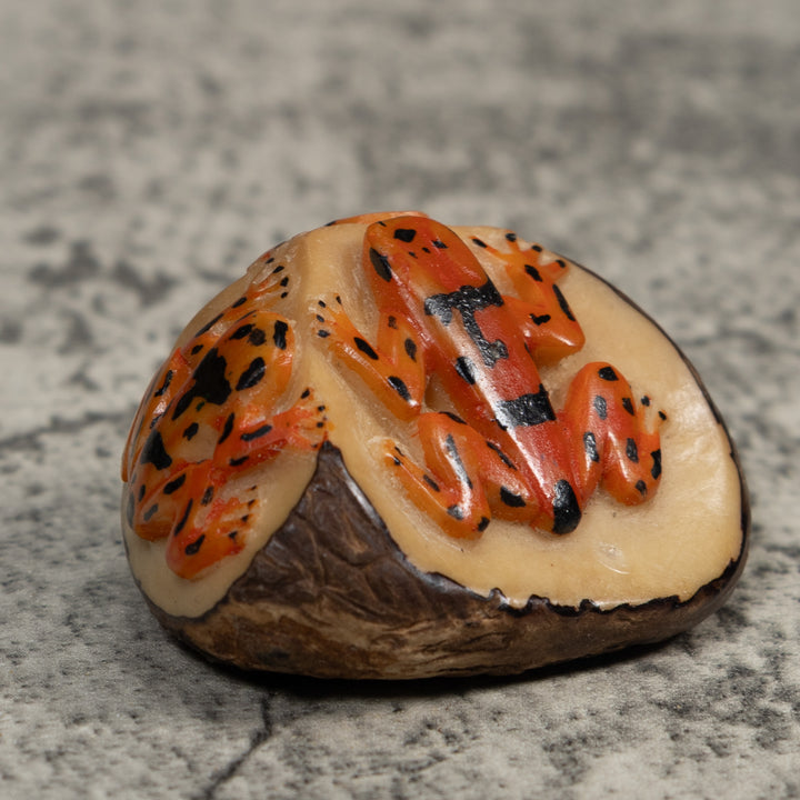 Triple Golden Frog Tagua Carving