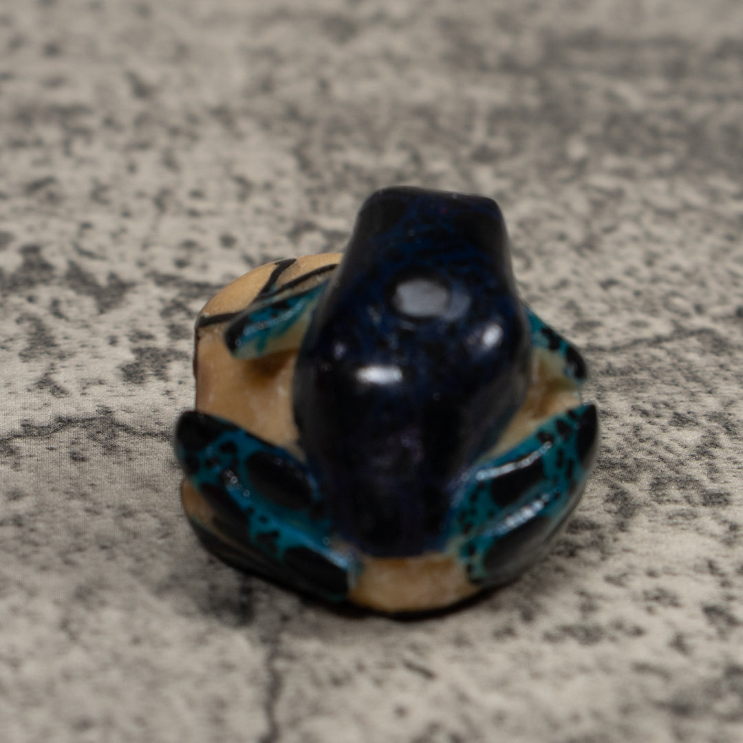 Vintage Black And Green Poison Dart Frog Tagua Carving