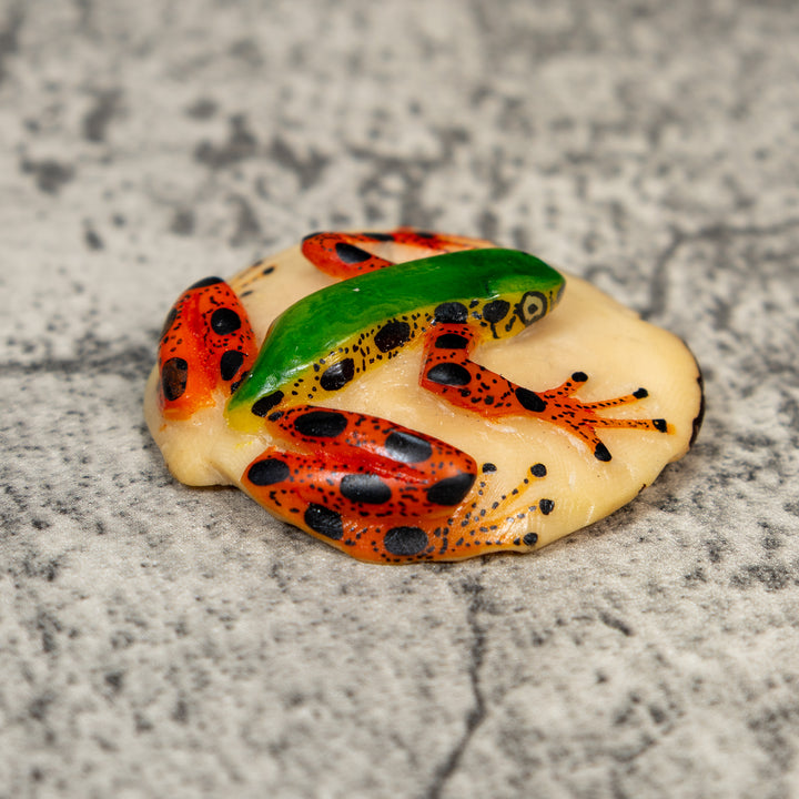 Orange Black And Green Poison Dart Frog Tagua Carving