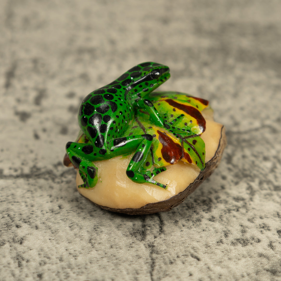 Green And Black Poison Dart Frog Tagua Carving