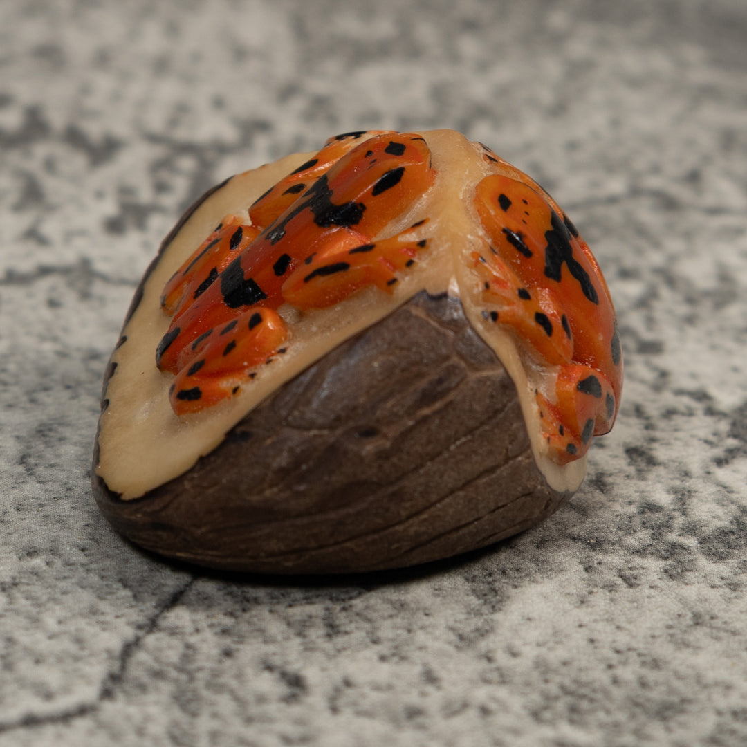 Triple Golden Frog Tagua Carving