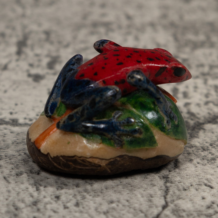 Vintage Red Green And Blue Poison Dart Frog Tagua Carving