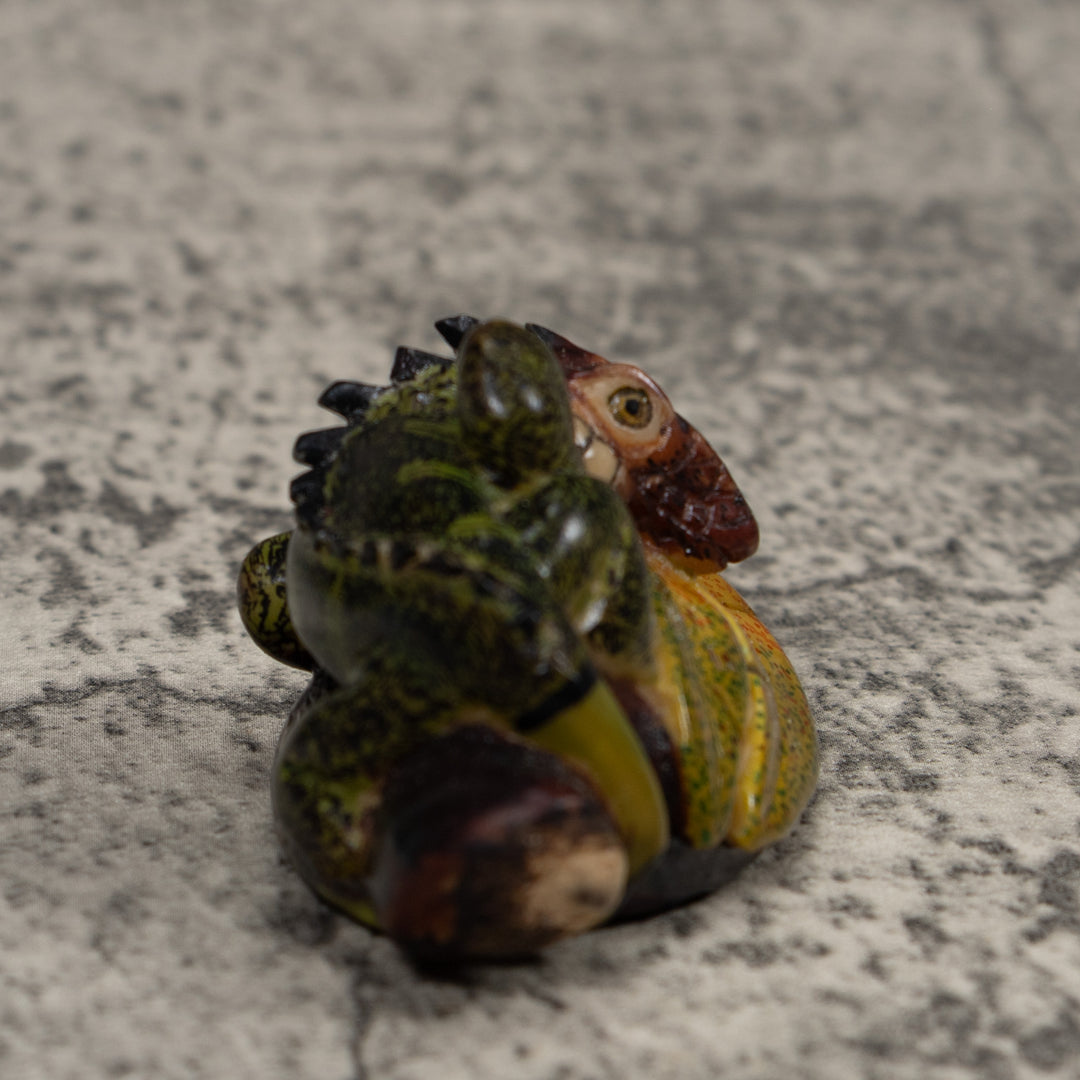 Vintage Black And Green Iguana Tagua Carving