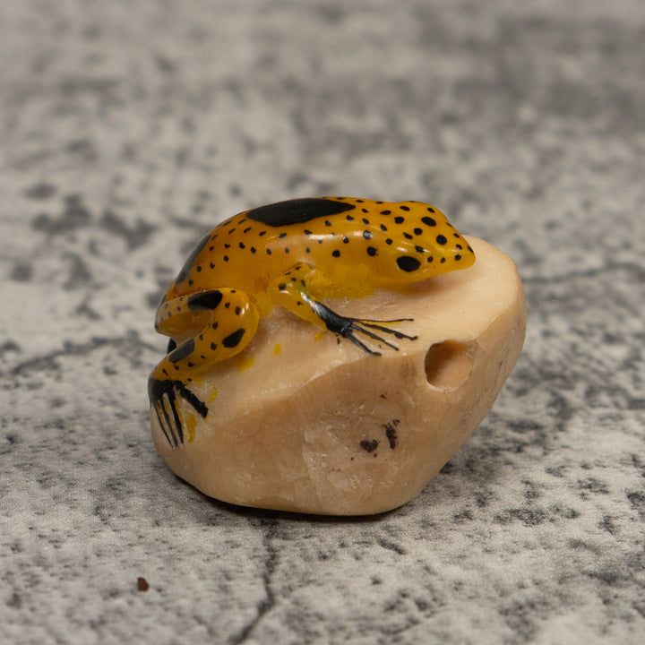 Vintage Gold spotted Frog Tagua Carving
