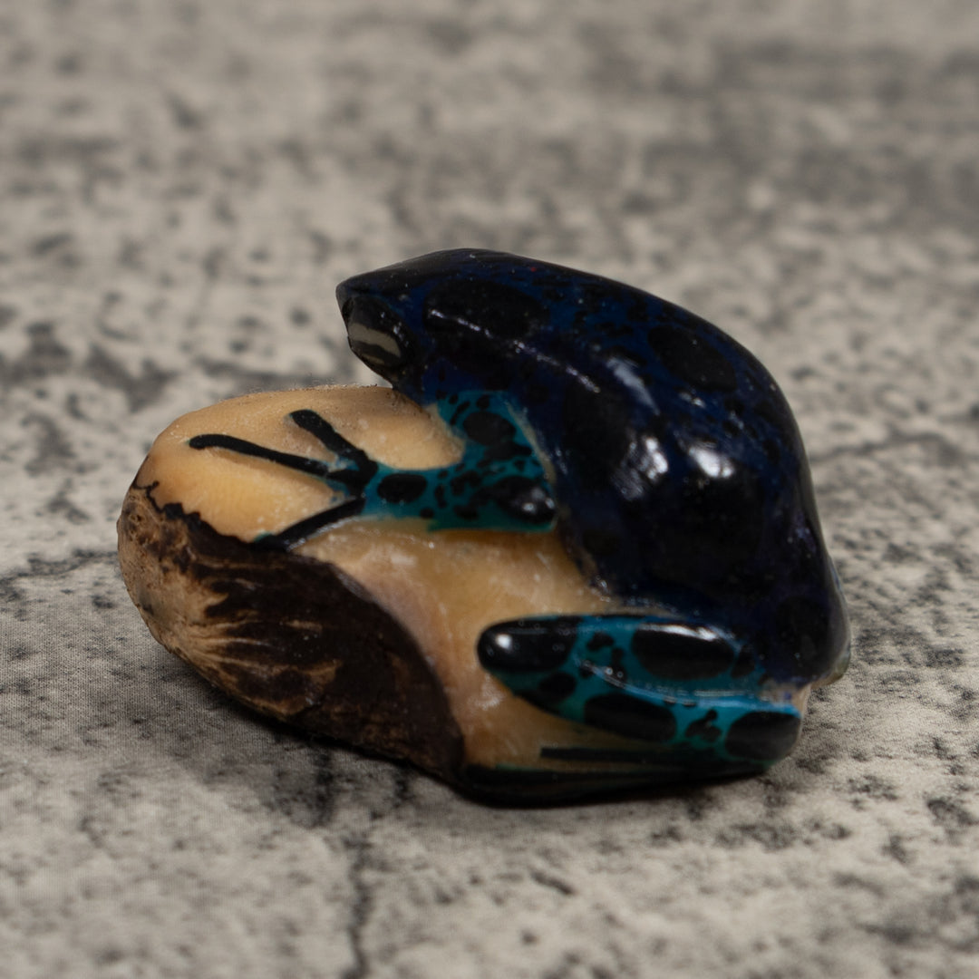 Vintage Black And Green Poison Dart Frog Tagua Carving
