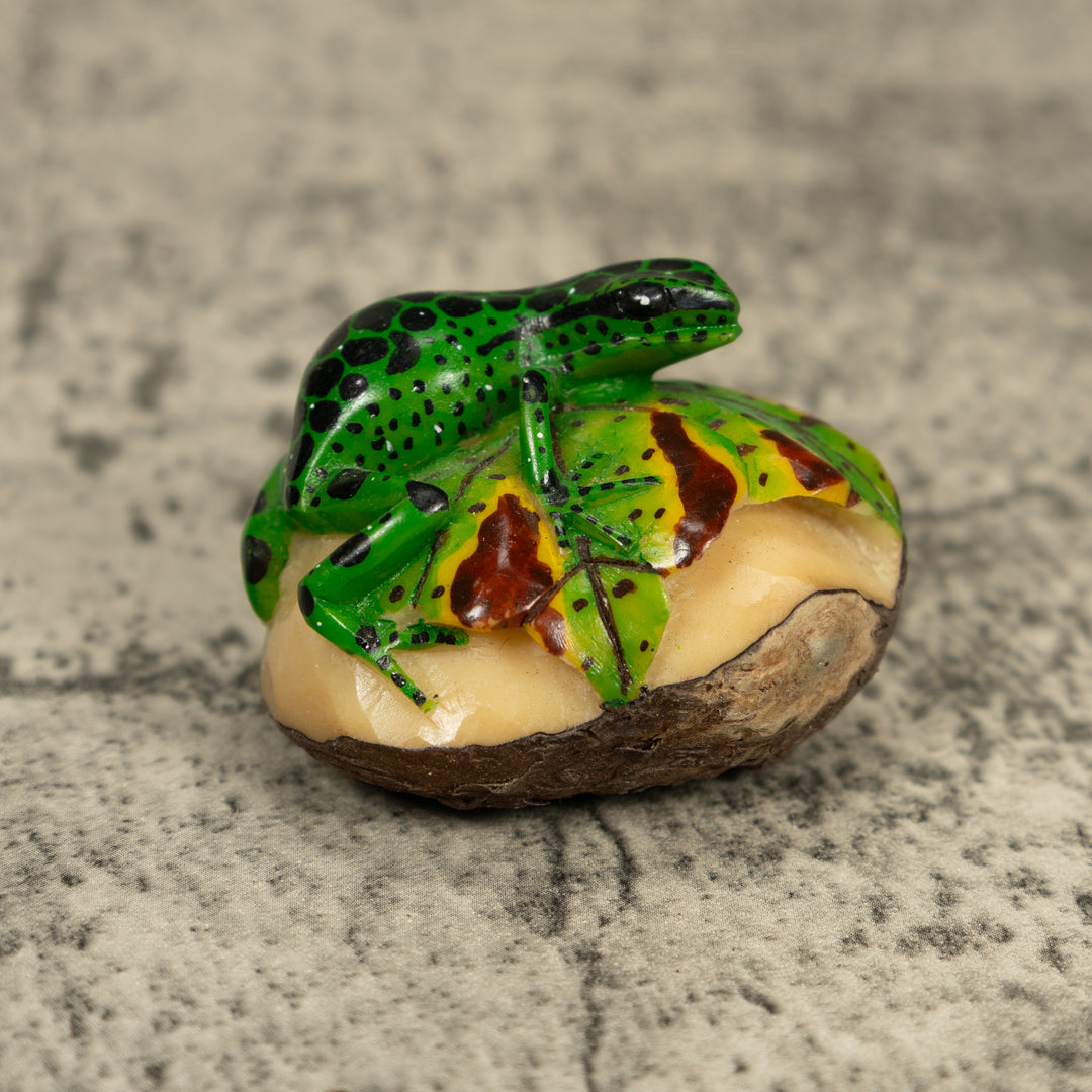 Green And Black Poison Dart Frog Tagua Carving