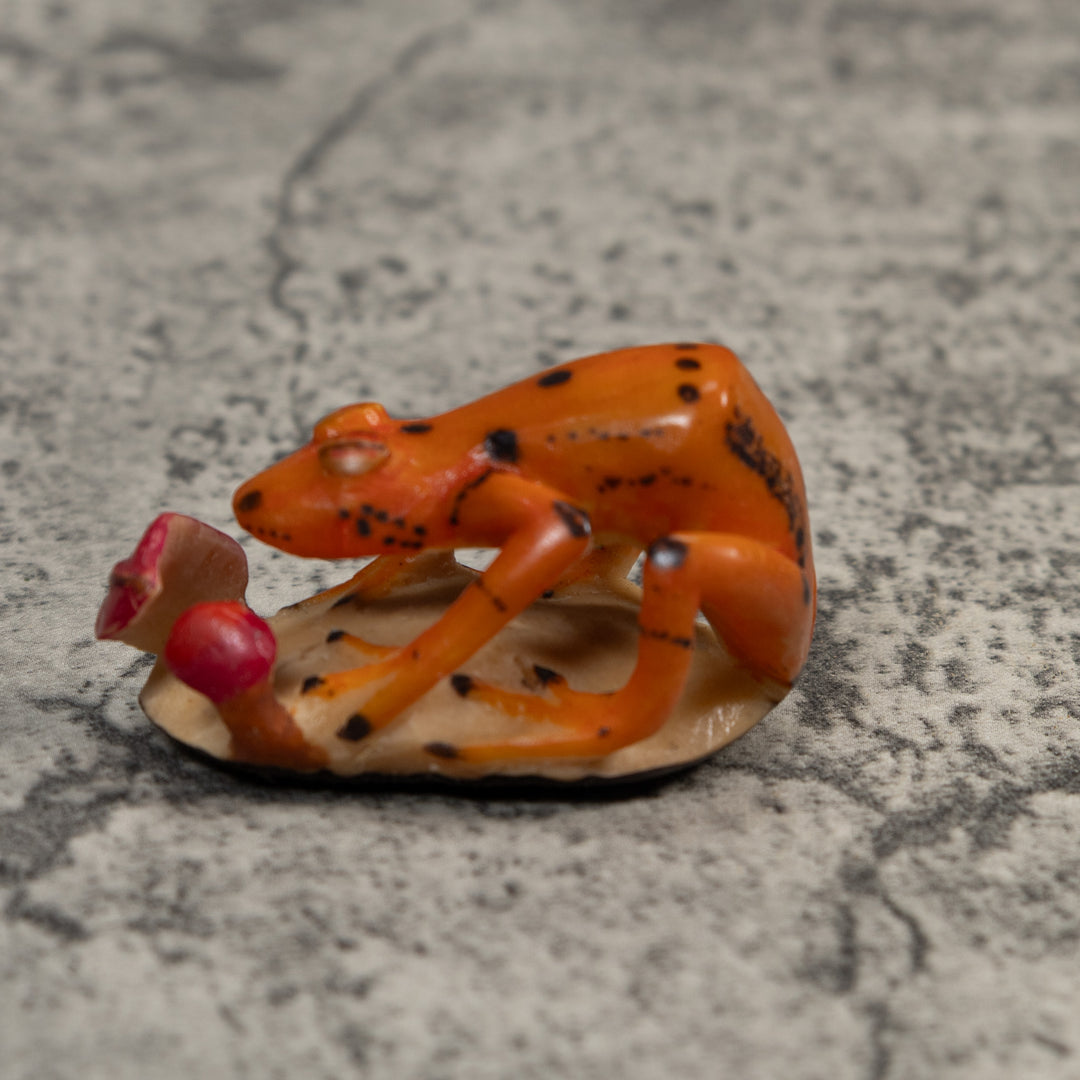 Orange And Black Poison Dart Frog Tagua Carving