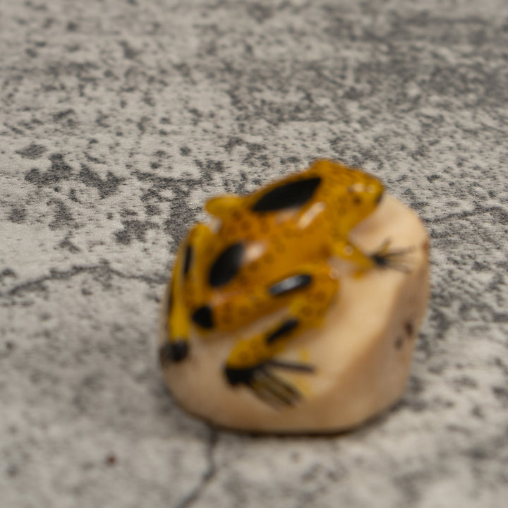 Vintage Gold spotted Frog Tagua Carving