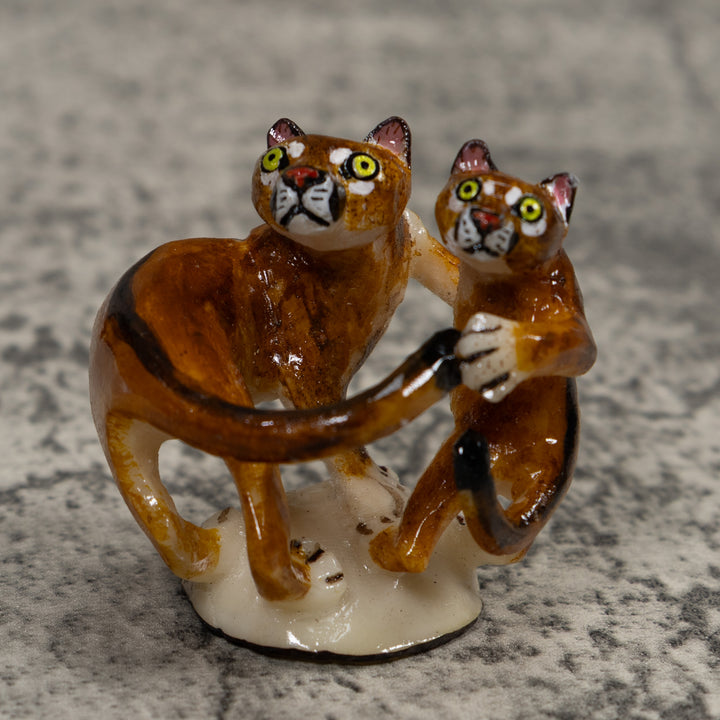 Double Mountain Lion Puma Tagua Carving