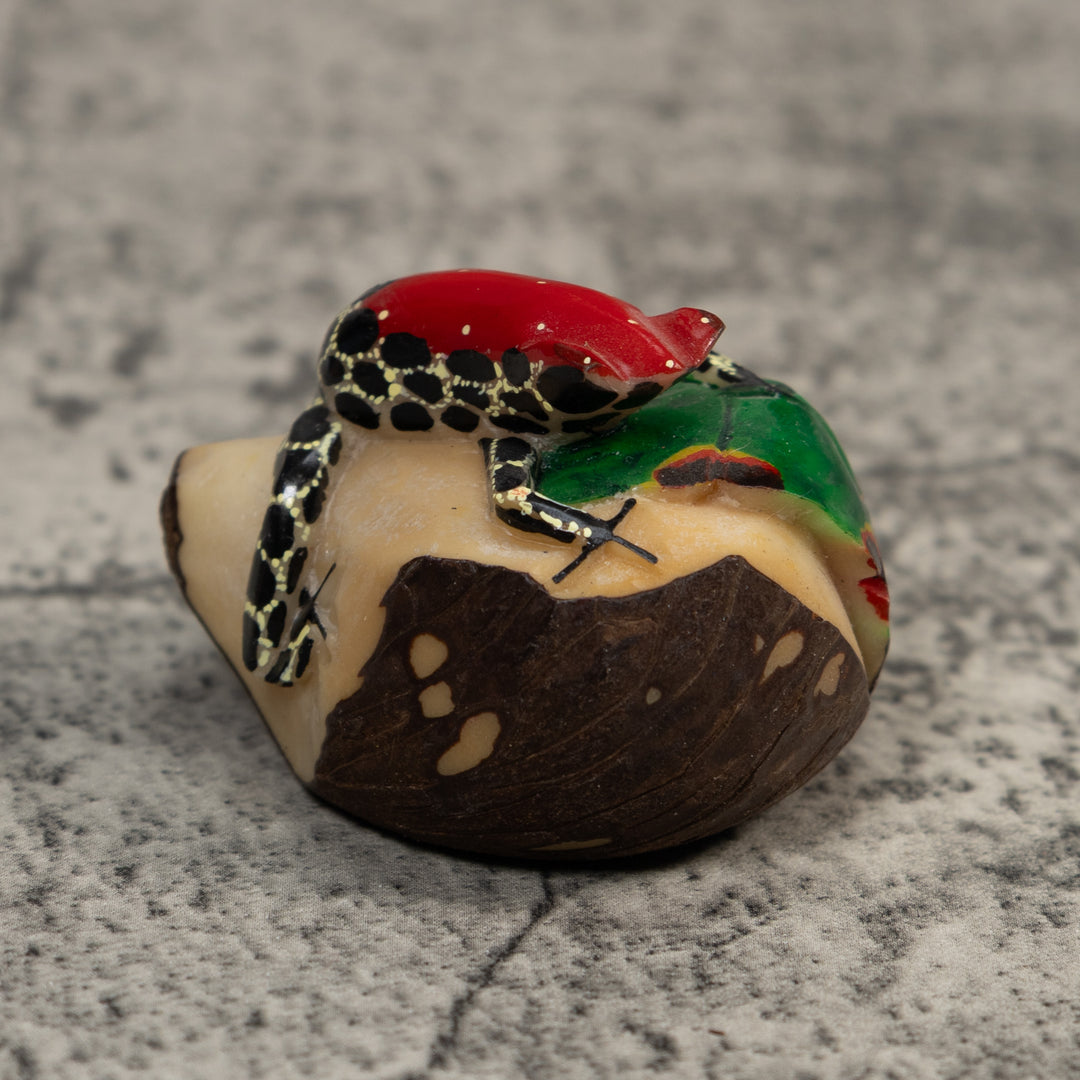 Red Black And Yellow Poison Dart Frog Tagua Carving