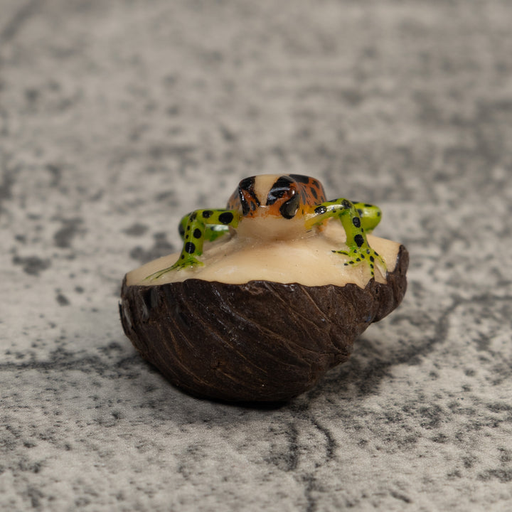 Vintage Black Gold And Green Frog Tagua Carving