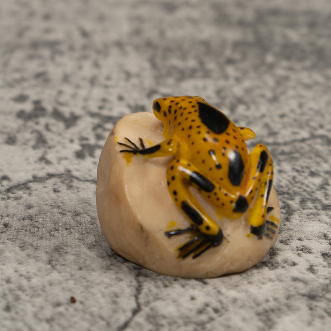 Vintage Gold spotted Frog Tagua Carving