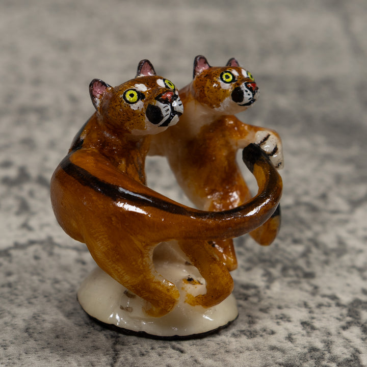 Double Mountain Lion Puma Tagua Carving