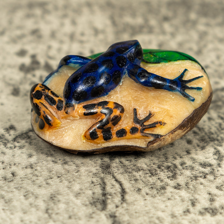 Black Gold And Blue Poison Dart Frog Tagua Carving