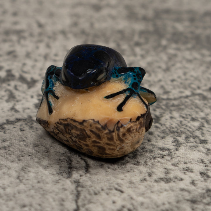 Vintage Black And Green Poison Dart Frog Tagua Carving