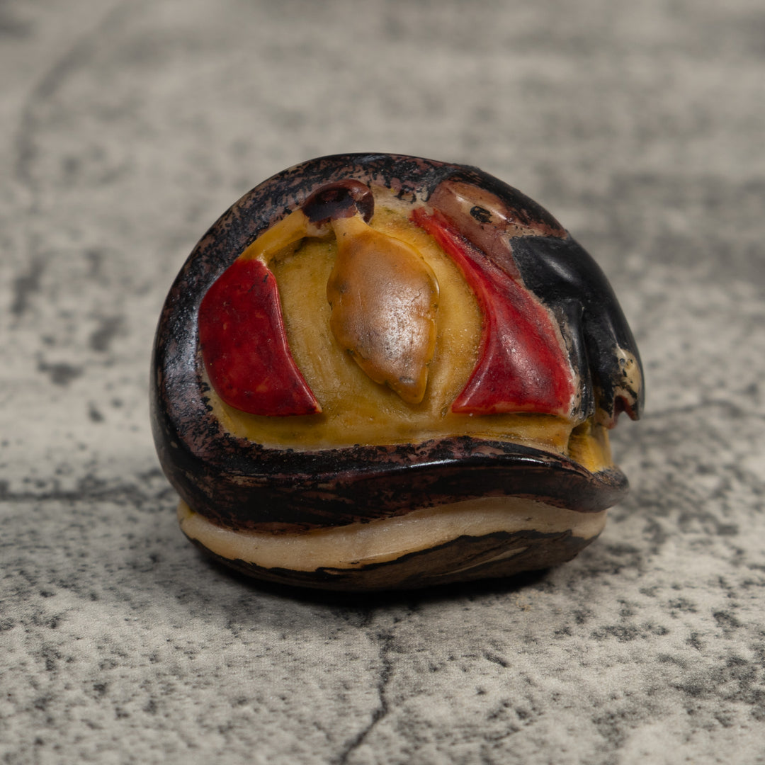 Vintage Black And Tan Gecko Lizard Tagua Carving