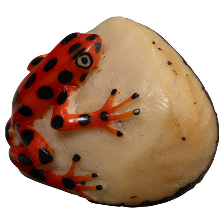 Vintage Black And Red Frog Tagua Carving