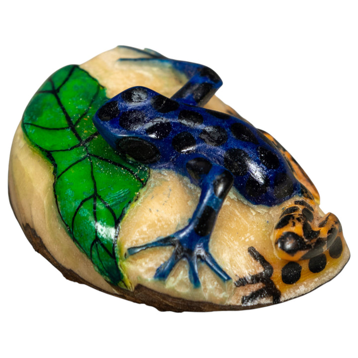 Black Gold And Blue Poison Dart Frog Tagua Carving