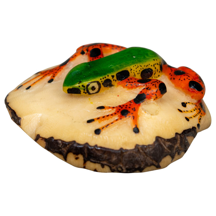 Orange Black And Green Poison Dart Frog Tagua Carving