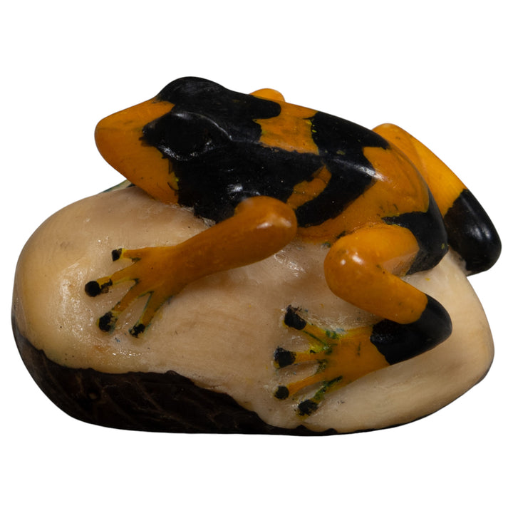 Vintage Gold And Black Frog Tagua Carving