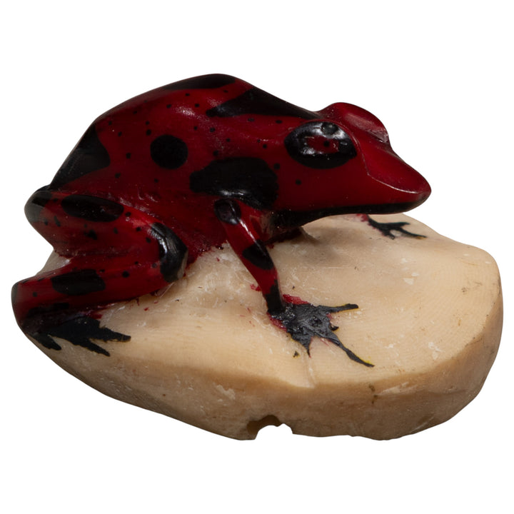 Vintage Red And Black Poison Dart Frog Tagua Carving