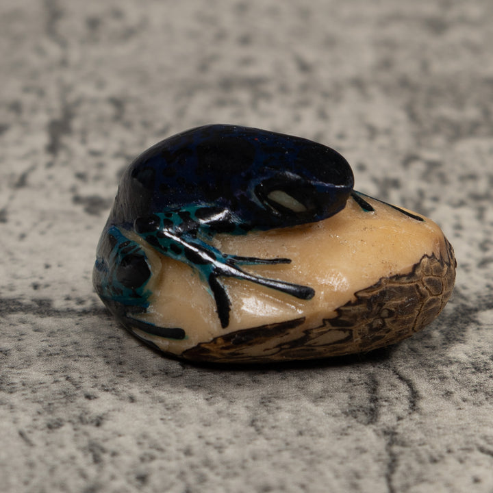 Vintage Black And Green Poison Dart Frog Tagua Carving