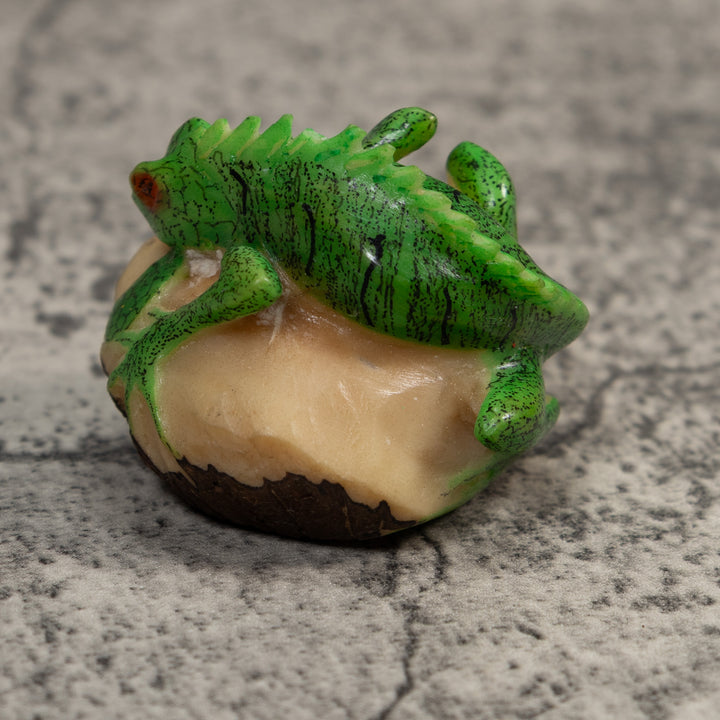 Vintage Iguana Lizard Reptile Tagua Carving